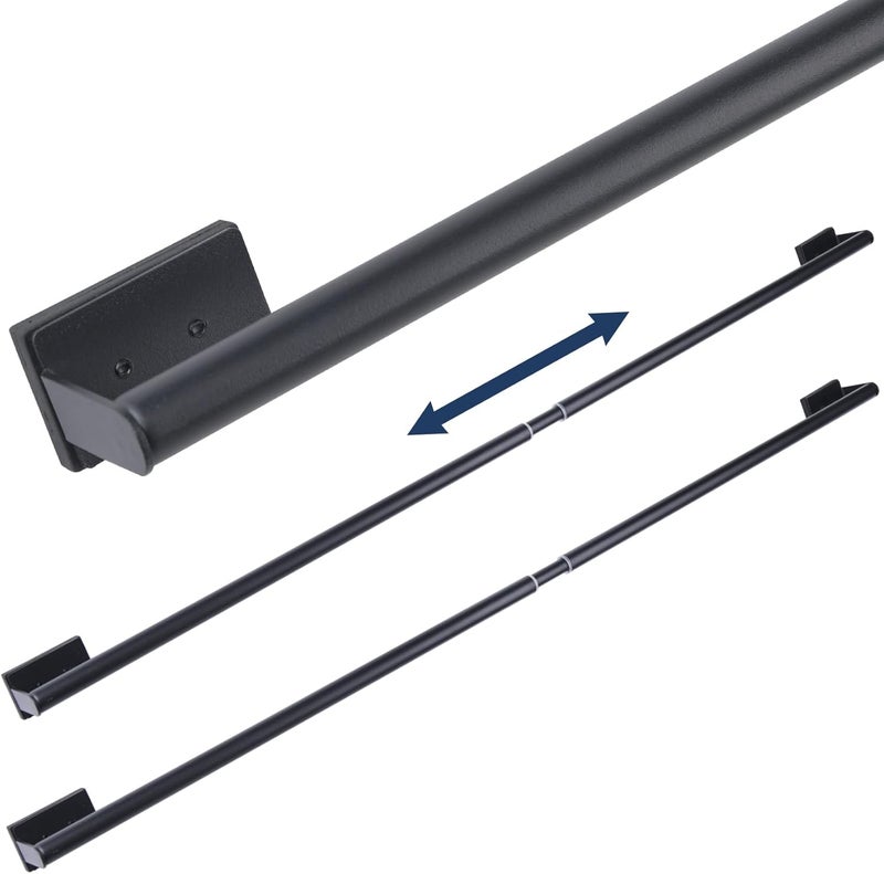 LEVOSHUA 16.6-42.9 Inches Adjustable Magnetic Curtain Rod for Metal Door, 2 Sizes in 1 Extend from 16.6-29.6 inches or 32-42.9 inches, Strong Magnet Holder for Cafe Sash Curtain, Black Pack of 2 - Image 1